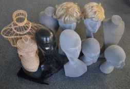 *Quantity of display heads, mannequin on wooden stand & busts