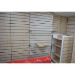 *Approximately 15 slatted wall panels & free standing unit with glass shelving and brackets