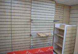 *Approximately 15 slatted wall panels & free standing unit with glass shelving and brackets