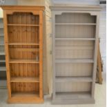 *2 pine shelf units/bookcases, largest 183cm x 91cm