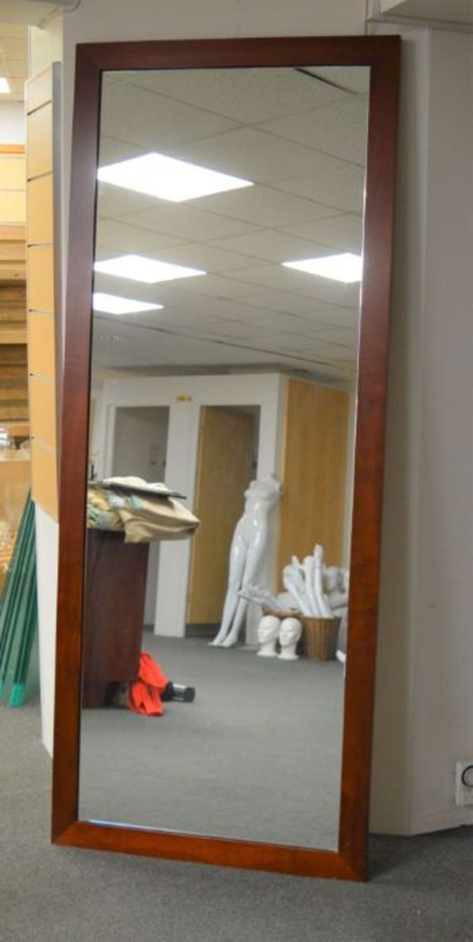 *3 large wooden framed shop mirrors 222cm x 90cm