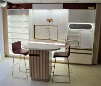 *Ex Clarins display unit with table & 2 chairs, approx. 390cm x 229cm