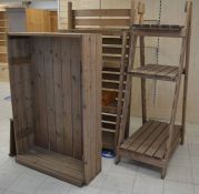 *2 pine 'A' frame shop display units & a crate stand