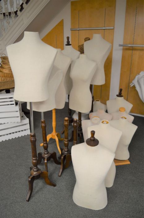 *Large quantity of fabric covered mannequins