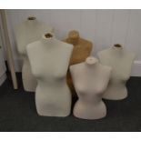 *4 fabric covered & 1 cord covered torso mannequins