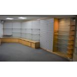 *Josef Seibel advertising wall unit comprising 12 grey slatted boards with brackets & glass