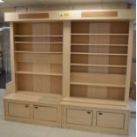 *2 large display units / shelves with drawers under 120cm wide x 214cm high (to be disconnected)