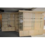 *Beech wood effect return display units comprising 5 rectangular units with a circular shelf unit