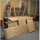 *2 pine trestle shop display units & 5 additional shelves