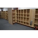 *12 pigeon hole shelf units, 3 shelf units & 2 glass sided storage units