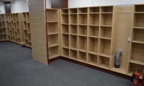 *12 pigeon hole shelf units, 3 shelf units & 2 glass sided storage units