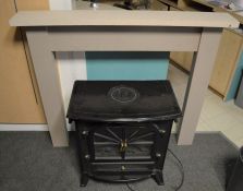 *Electric real flame stove type heater & wooden surround