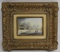 Framed oil on board depicting winter landscape by Anton Van Den Hoeven (b.1940) 38cm x 34cm