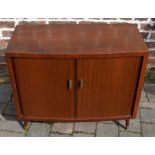 1960's retro bow fronted cabinet with tambour doors