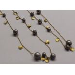 Links of London 18ct gold and grey cultured pearl Serenity double strand necklace with original box