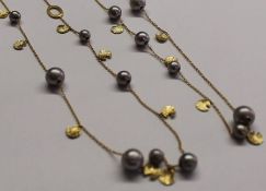 Links of London 18ct gold and grey cultured pearl Serenity double strand necklace with original box