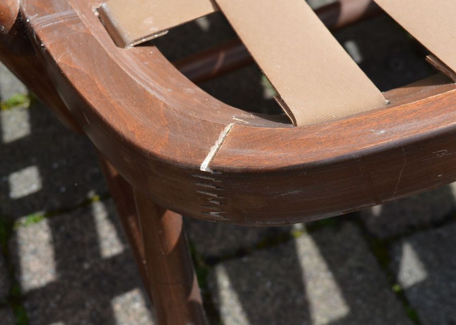 Ercol spindle back sofa with 2 chairs & a footstool (water damage has caused the joins to expand) - Image 2 of 4