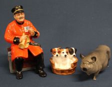 Royal Doulton Vietnamese pot bellied pig (small chip to back trotter), Royal Doulton figurine "