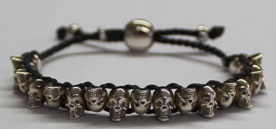 Links of London sterling silver skull friendship bracelet with original box