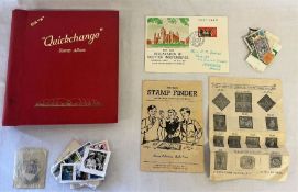 Collection of stamps, stamp album and The Stamp Finder booklet