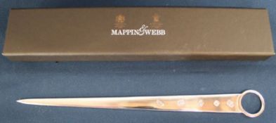 Mappin & Webb modern silver meat skewer / paper knife with box 1.95ozt