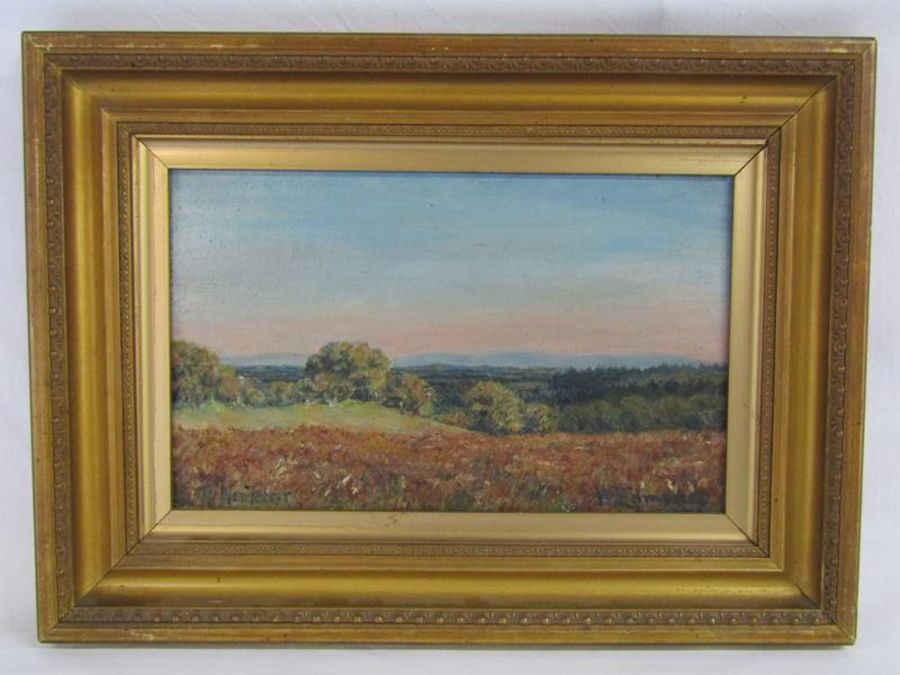 W Edmonds Oct 1925 framed oil on canvas entitled 'The New Forest' written on back The New Forest - Image 2 of 12