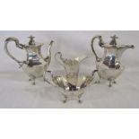 Glasgow 1919 silver coffee set comprising John Alexander Fettes coffee pot approx. 11.69ozt, hot