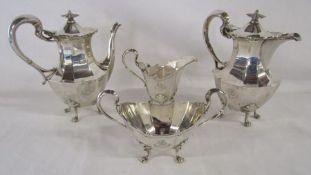 Glasgow 1919 silver coffee set comprising John Alexander Fettes coffee pot approx. 11.69ozt, hot