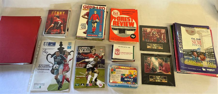 Large collection of mostly Liverpool Football Club memorabilia, including programs with signed