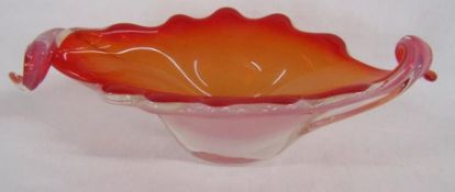 Murano red and white bowl approx. 28.5cm x 12.5cm