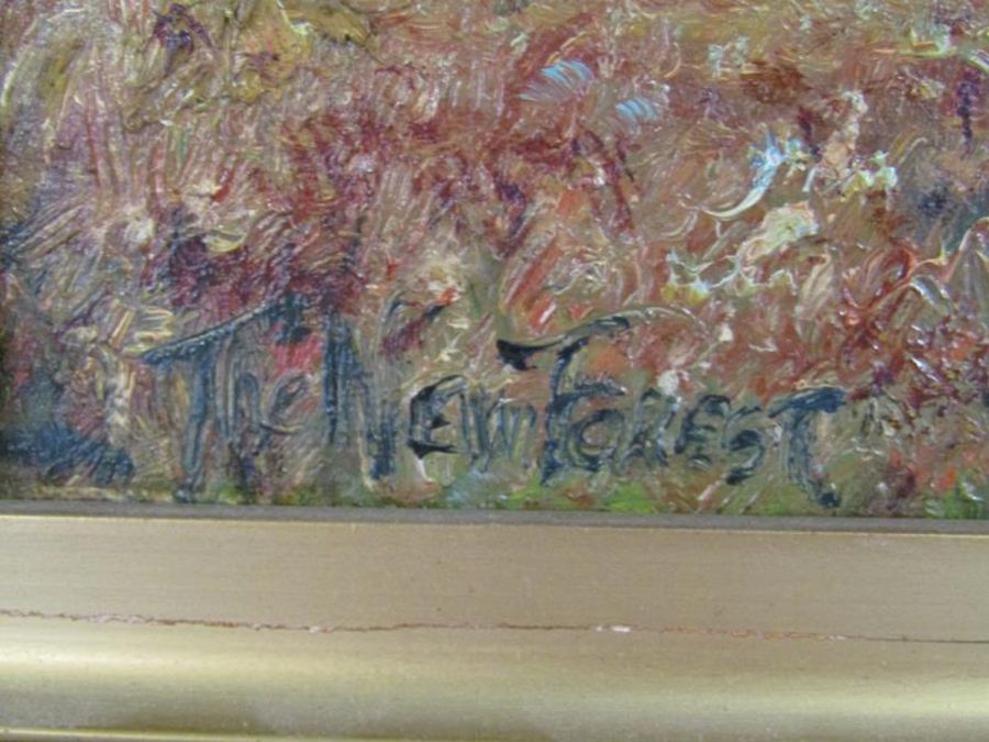 W Edmonds Oct 1925 framed oil on canvas entitled 'The New Forest' written on back The New Forest - Image 4 of 12