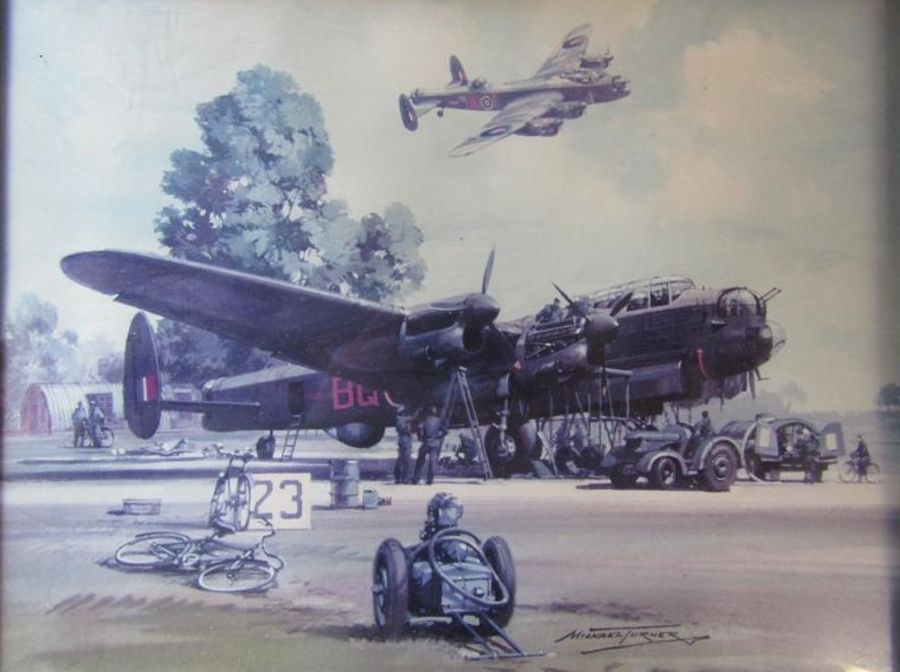 Selection of aviation pictures - pencil signed 'Leonard Cheshire'  'Lancaster' by Robert Taylor - Image 10 of 11