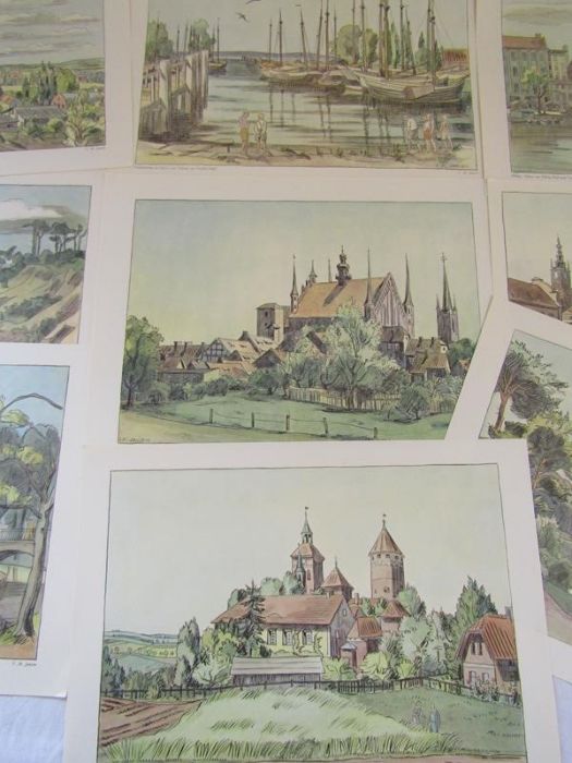 Set of 12 prints of the watercolour and pen drawings by F.M Jansen (1885-1958) - Image 6 of 7