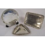 3 silver dishes - London Mappin & Webb silver rectangular dish, Birmingham Crisford & Norris Ltd