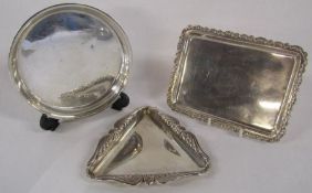 3 silver dishes - London Mappin & Webb silver rectangular dish, Birmingham Crisford & Norris Ltd