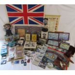 Mixed selection of items includes Dad's Army notebook and mug, tea towels, coasters, pencil