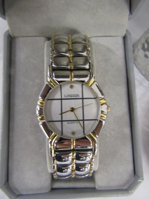 Costume jewellery includes Londain watch, chains, bangle and a pewter hip flask - Image 2 of 4