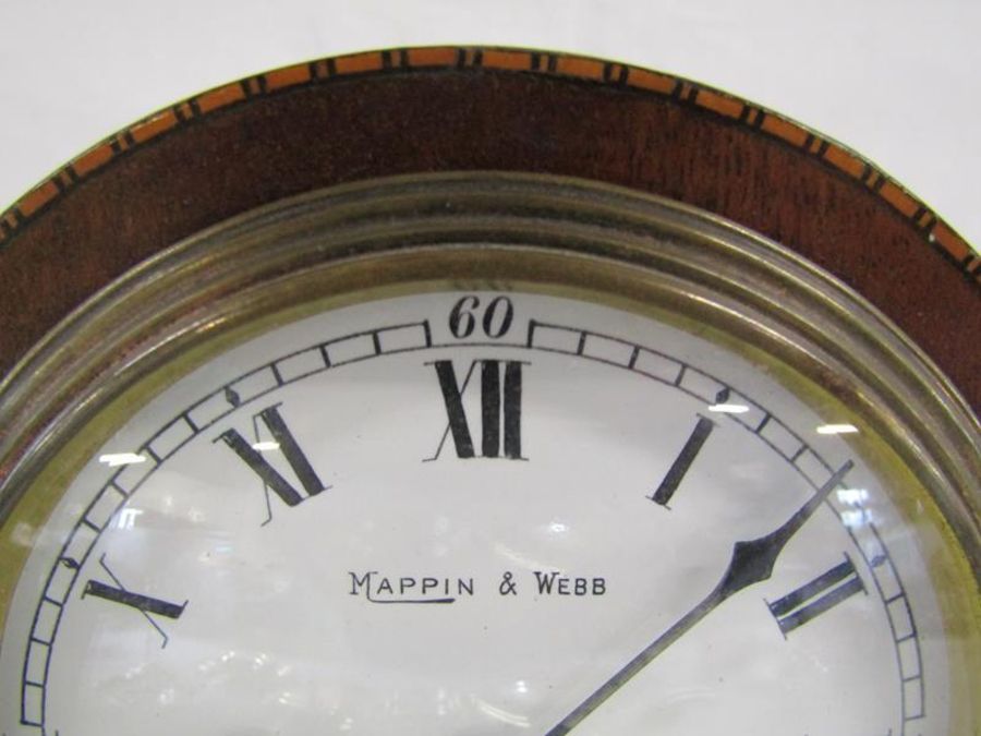 Edwardian mahogany mantel clock, the face marked Mappin & Webb Made in France - approx. 19cm tall - Image 2 of 7