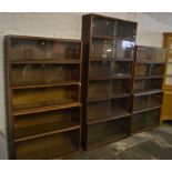 3 Simplex sectional glass fronted library bookcases (each 91cm wide)