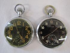 Waltham and Cyma (marked G.S.T.P to rear) military pocket watches both marked with the broad arrow