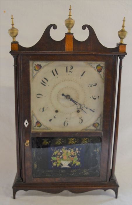 Rare large 30 hour American pillar & scroll shelf clock by Bishop & Bradley circa 1820 with twin