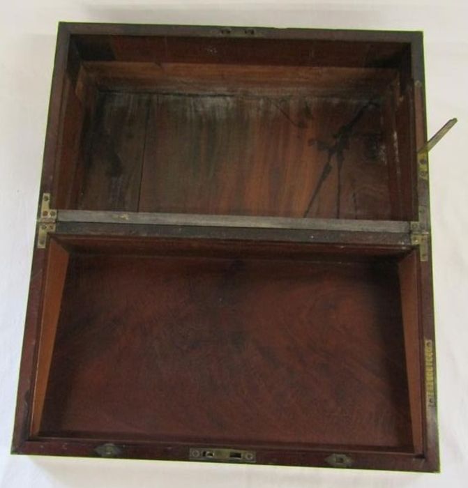 19th century brass bound mahogany box (former slope box - missing internal fitments) - approx. - Image 6 of 6