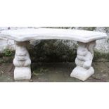 Concrete squirrel bench with curved seat