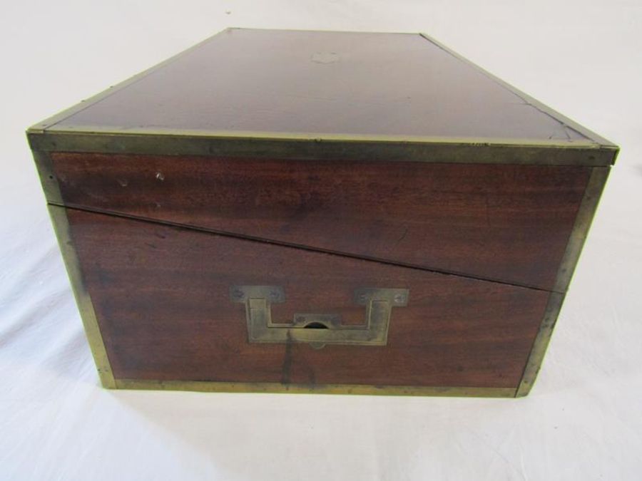 19th century brass bound mahogany box (former slope box - missing internal fitments) - approx. - Image 3 of 6