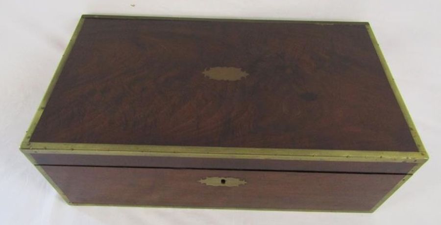 19th century brass bound mahogany box (former slope box - missing internal fitments) - approx. - Image 2 of 6