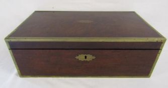 19th century brass bound mahogany box (former slope box - missing internal fitments) - approx.