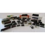 Collection of 00 gauge mostly cast trains and wagons includes 70000, 2345, 2546, plastic kitmaster