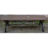 Cast iron and wooden garden bench, L152cm