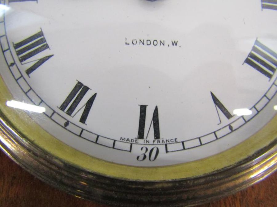 Edwardian mahogany mantel clock, the face marked Mappin & Webb Made in France - approx. 19cm tall - Image 7 of 7