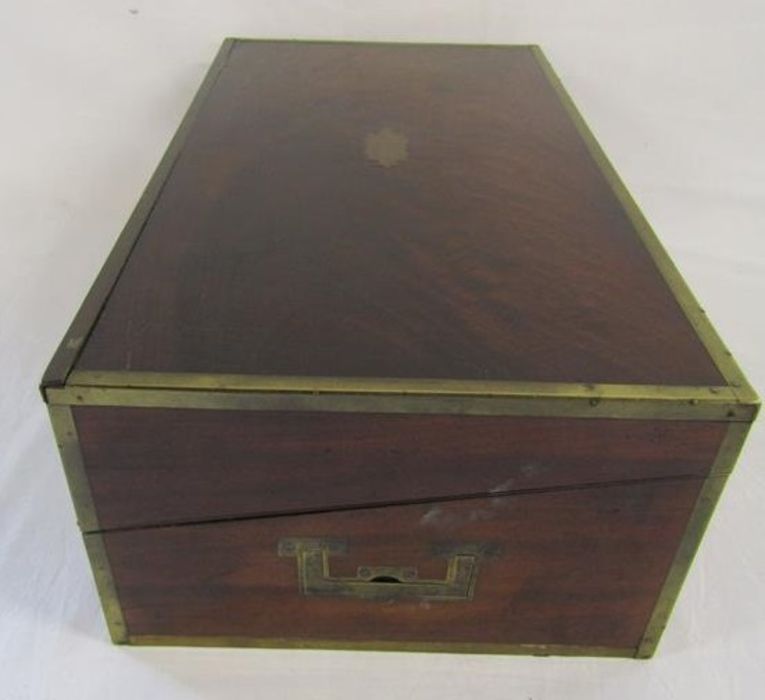 19th century brass bound mahogany box (former slope box - missing internal fitments) - approx. - Image 5 of 6
